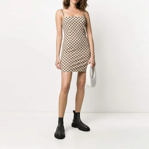 Vista 5 de Orsherlly Womens Print Mini Metal Chain Cami Bodycon Short Dress