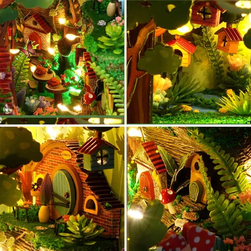 Vista 4 de Roroom Kit de Rincón de Libros DIY, Casa de Muñecas Booknook Inserto Decorativo para Estantería Callejón, Rompecabezas de Madera 3D con Inserto
