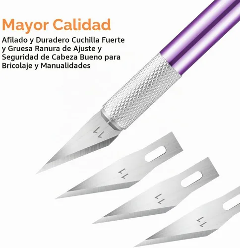 Vista 4 de HEADLEY TOOLS - 30 cuchillos para manualidades, incluye 30 cuchillas de repuesto Exacto #11 y una regla, HEADLEY TOOLS Juego de cuchillos de 3