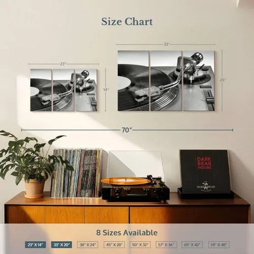 Vista 4 de Elephant Stock BW - Reproductor de discos de vinilo para pared, lienzo horizontal, decoración de pared de sala de estar de 3 piezas, impresión