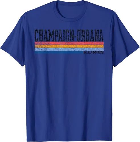 Vista 29 de clásico 1980s estilo champaign-urbana Illinois T Shirt, hombre 2XL, Blanco