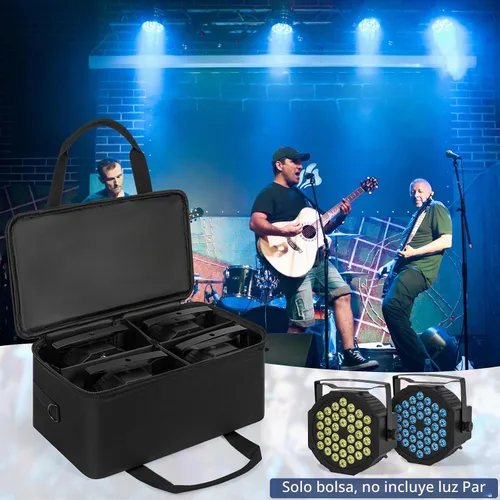 Vista 8 de IBVIVIC Bolsa para Focos de 4 Par 5/16' Pañalera Acolchada para Iluminación de Escenario con Separadores, Asa, Correas, Negra
