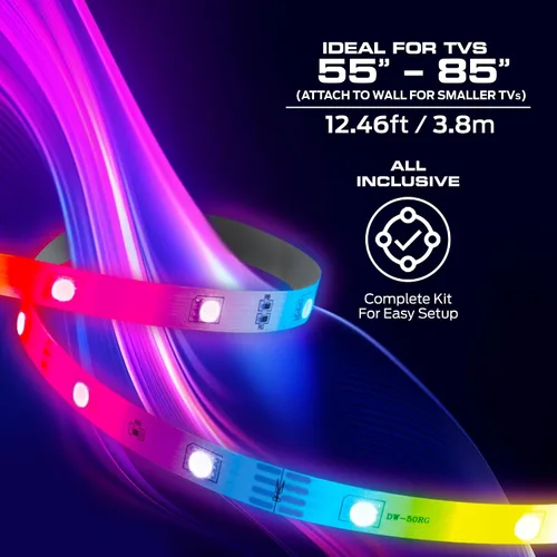 Vista 5 de Monster Tira de luz LED de retroiluminación para TV con caja de sincronización de color HDMI para televisores de hasta 85 pulgadas, flujo