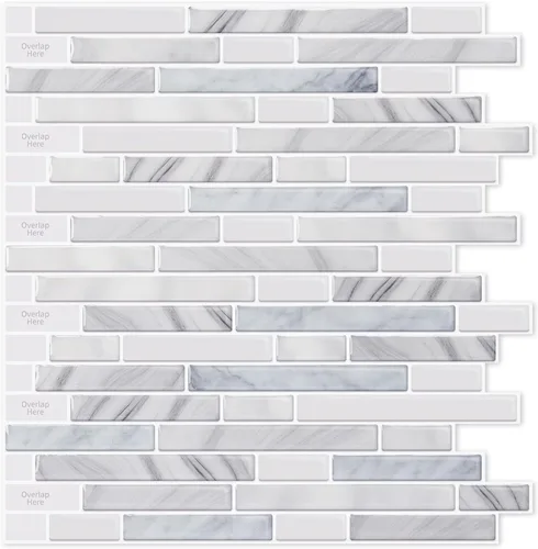Vista 9 de LONGKING Protector contra salpicaduras de mármol despegable y adhesivo de 10 hojas para cocina, protector contra salpicaduras de azulejos