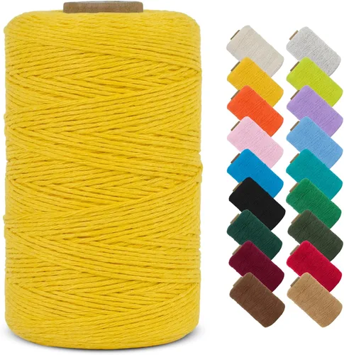 Vista 20 de Cuerda de macramé de algodón natural de 0.039 in x 426 yardas, cuerda de colores para manualidades, fabricación de joyas, colgar en la pared Verde