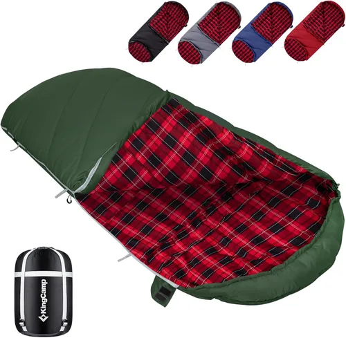 Vista 12 de KingCamp Sleeping Bag for Adults Big & Tall 100% Flannel Sleeping Bag XL Portable Waterproof Sleeping Bag for Camping Backpacking Hiking Travel