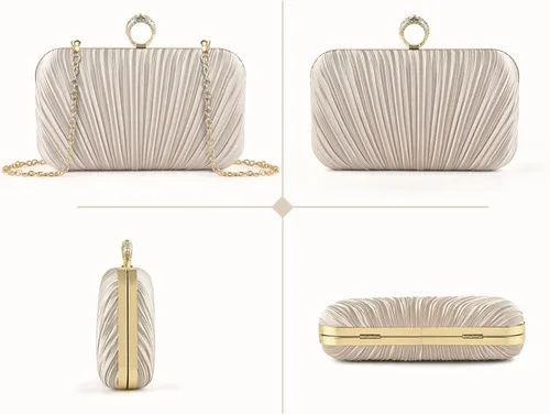 Vista 6 de PACETAP Bolso de noche para mujer, bolso de mano, correa de cadena, bolso de hombro para boda, fiesta, cóctel, baile de graduación, cena Chain
