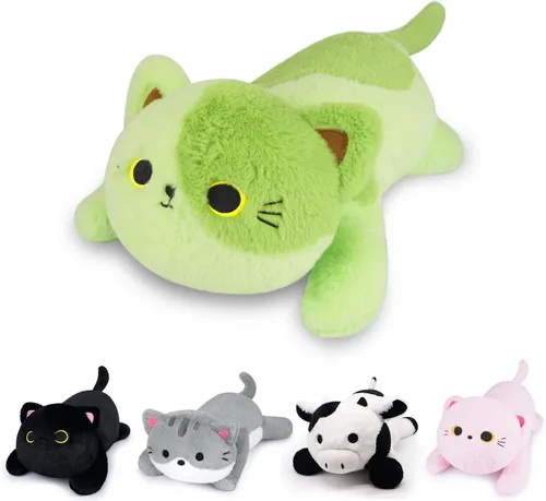 Vista 10 de Peluche de gato negro con peso, lindos animales de peluche con peso para niños, realista y suave, abrazable, regalo para niñas y niños