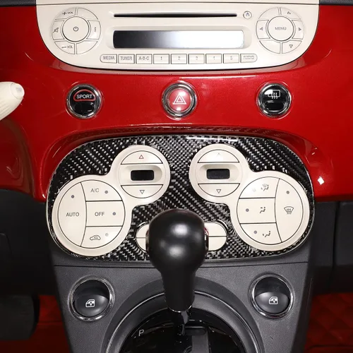 Vista 4 de Adhesivo de fibra de carbono suave para el panel de interruptor de aire acondicionado de automóvil, compatible con Fiat 500, 2011, 2012, 2013, 2014