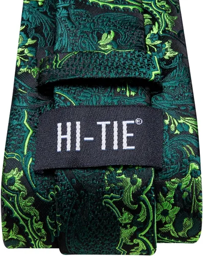 Vista 184 de Hi-Tie Corbatas de seda para hombre, diseño de cachemira a rayas, con bolsillo, gemelos cuadrados, conjunto formal de negocios