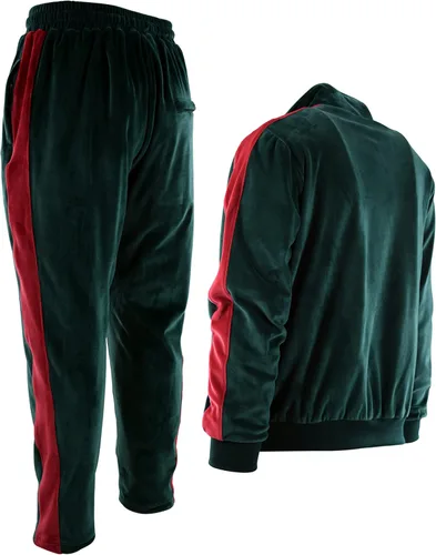 Vista 4 de Conjunto de terciopelo para hombre con bolsillos con cremallera y forro de terciopelo