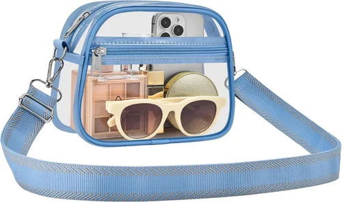 Vista 29 de Bolsa transparente para eventos de estadio, bolsa transparente para mujer, bolsa cruzada, correa de hombro ajustable para conciertos, deportes