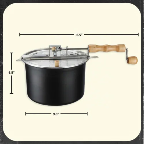 Vista 5 de Great Northern Popcorn Stovetop Popcorn Maker, Black, 6.5 Quart Negro