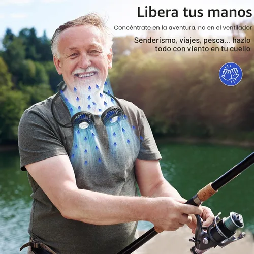 Vista 4 de HandFan Ventilador de cuello portátil de 10000 mAh recargable, 48 horas de larga duración, ventiladores de collar manos libres, ventilador