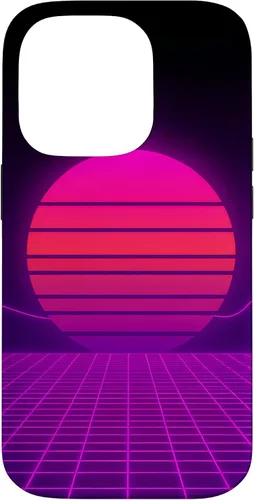 Vista 17 de Funda con diseño estético para iPhone 16 Retrowave Synthwave de los años 80 y 90