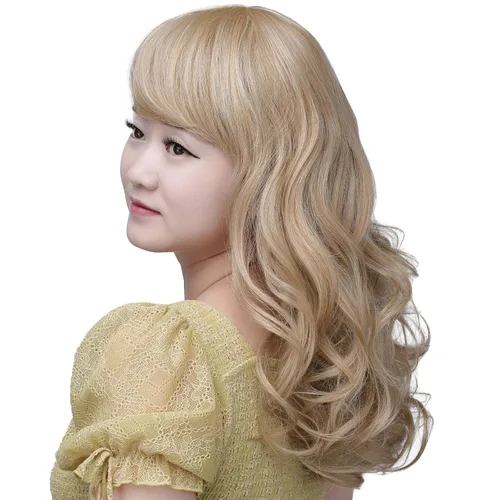 Vista 4 de SYXLCYGG Pelucas largas de 22 pulgadas, rubia, ondulada, sintética, para uso diario, para mujer, disfraces de Halloween, fiestas, pelucas de cabello