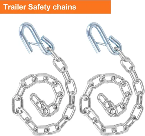 Vista 5 de Cadena de seguridad para remolque de barco de acero grado 30 de 1/4" X 27" con ganchos de resorte de 5000 lbs, 2 piezas (1/4" X 27") Heavy-duty