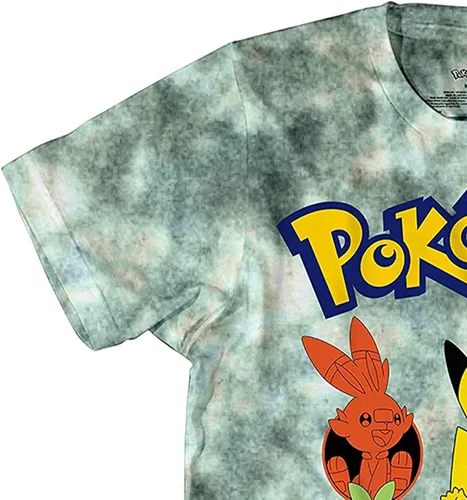 Vista 5 de Pokemon Camiseta de Pikachu Game para hombre, diseño oficial de teñido anudado