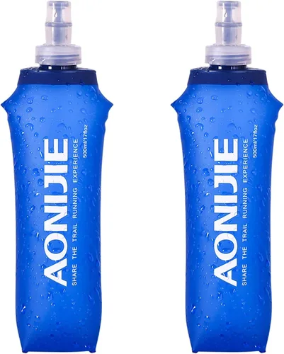 Vista 28 de TRIWONDER Botellas de agua plegables de poliuretano termoplástico sin BPA, frasco plegable para mochila de hidratación - Ideal para correr