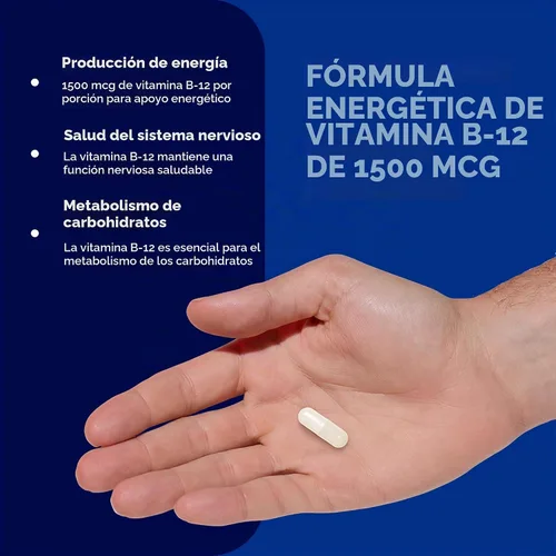Vista 4 de GNC Vitamina B-12 1500mcg, apoya la producción de energía, 90 cápsulas