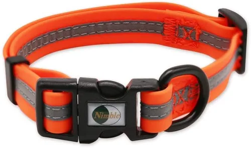 Vista 16 de NIMBLE Collar de perro impermeable para mascotas, ajustable, reflectante, duradero, flexible, de nailon con revestimiento de polímero, collares