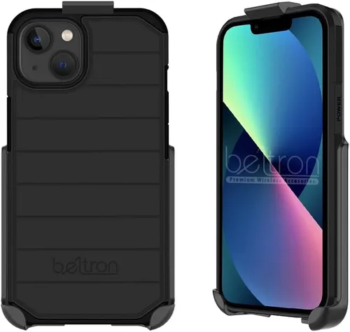 Vista 2 de BELTRON Funda con clip para cinturón para iPhone 14, iPhone 13, funda híbrida delgada de protección completa y funda de clip de cinturón giratoria