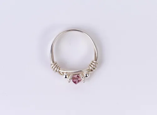 Vista 2 de Anillo de piedra natal Anillo hecho a mano con piedra natal de plata esterlina hecho con cristales