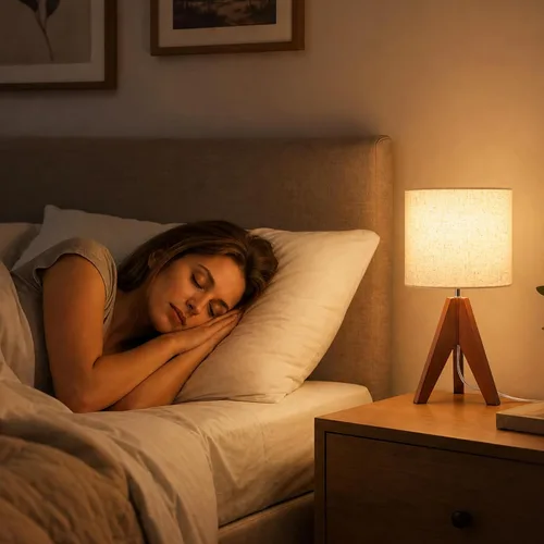 Vista 4 de Siljoy Lámpara de mesa trípode de 14.2 pulgadas, lámpara de mesita de noche M(Interruptor basculante)