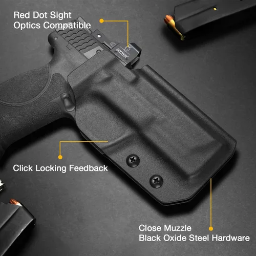 Vista 4 de OWB Funda Kydex Compatible con Springfield Hellcat, Glock 43, M&P 9MM/.40 M2.0 y Shield con Láser, S&W SD9 VE/SD40 VE, Taurus G2C/G3C/PT111/PT140