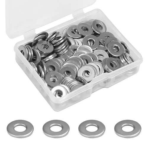 Vista 7 de 200 piezas arandelas planas de 1/4'', OD 5/8'', arandelas de acero inoxidable 304, arandelas de metal SAE para tornillos y pernos
