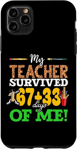 Vista 13 de My Teacher Survived 67+33 Days of Me Dab 100 Days of School Case for iPhone 17