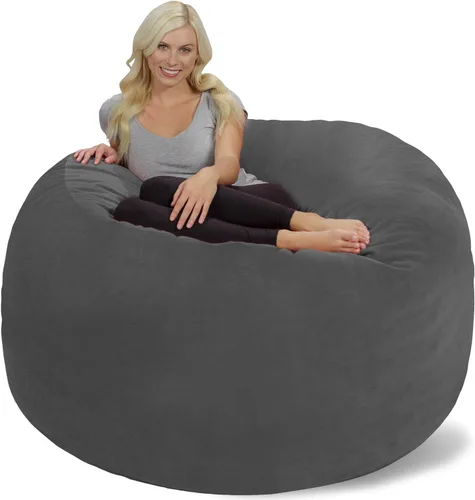 Vista 45 de Chill Sack Bean Bag Funda para silla, 3 pies, microgamuza - Oliva