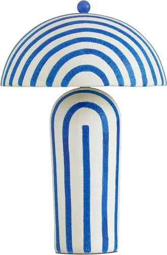 Vista 9 de Tov Furniture Maiori Negra Rayada Lámpara de Mesa de Papel Maché Rayas negras