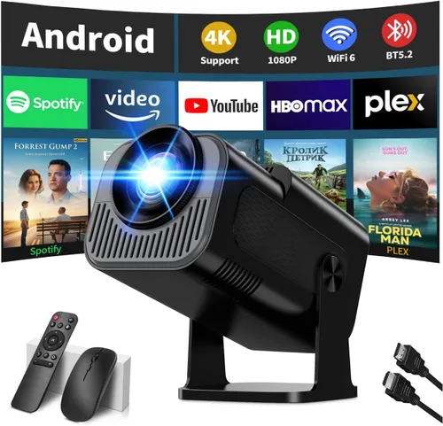 Vista 12 de [Proyector 2026 actualizado] Mini proyector compatible con 4K 1080P Keystone automático 270° giratorio con WiFi 6 y Bluetooth 5.2 proyector portátil