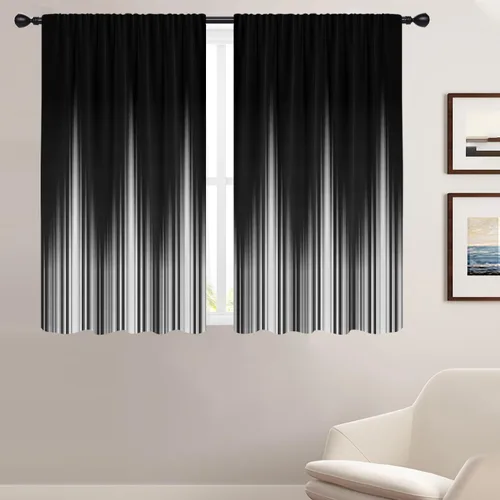 Vista 31 de Coxila Cortinas 100% opacas en negro y beige de 42 x 63 pulgadas, cortinas góticas degradadas con aislamiento térmico para dormitorio