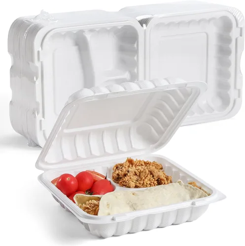 Vista 15 de YANGRUI Recipientes Desechables de 7.8" 30 oz Paquete de 65 - Envuelto en Plástico Retráctil Contenedor de Alimentos de Plástico PP Relleno