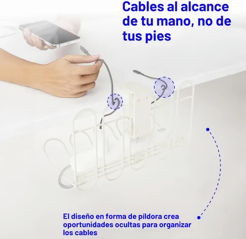 Vista 7 de CarryUp - Bandeja para cables debajo del escritorio para dormitorio, color Crema