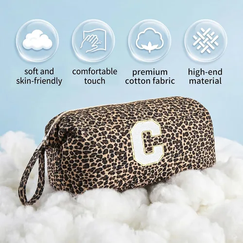 Vista 9 de Bolsa de viaje para herramientas para el cabello con inicial compatible con Estampado de leopardo