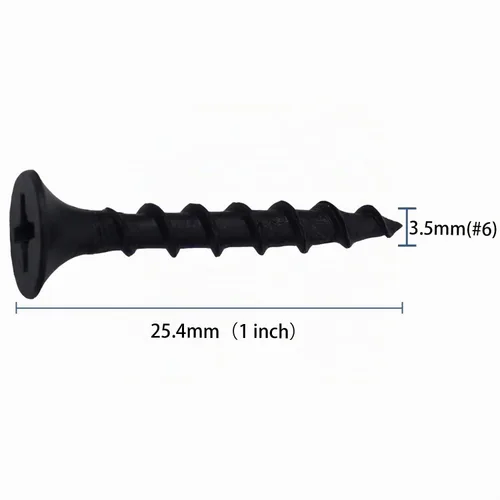 Vista 3 de JEGONFRI 250 tornillos para paneles de yeso #6 × 1 pulgada de alta dureza, negro, rosca gruesa, cabeza Phillips, cabeza avellanada, tornillos negros