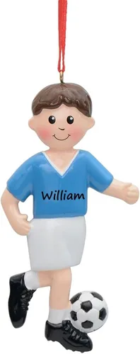Vista 6 de Adorno de fútbol personalizado 2024 – Adorno de Navidad de pelota de fútbol con nombre y año – Regalo de recuerdo de Navidad para niños/niñas