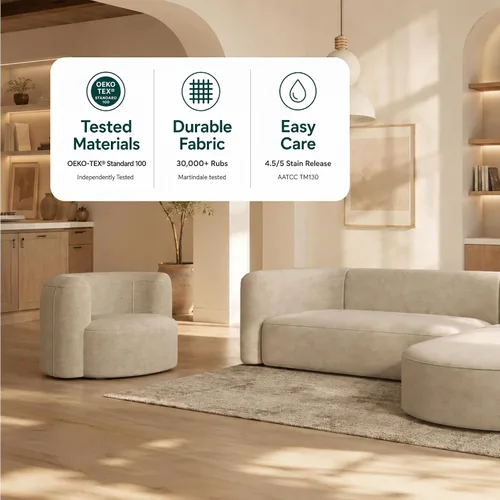 Vista 4 de Acanva - Sofá de terciopelo con respaldo curvo y diseño moderno de lujo, sofá minimalista cómodo para sala de estar, apartamento, espacio