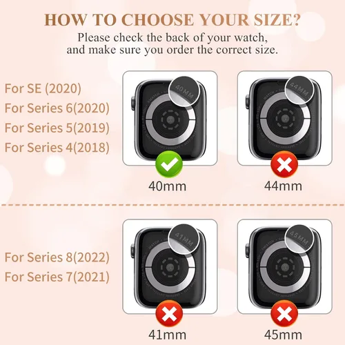 Vista 2 de Paquete de 5 fundas protectoras compatibles con Apple Watch SE Series 6, 5, 4, de 1.575 pulgadas, cubierta protectora de diamantes de cristal