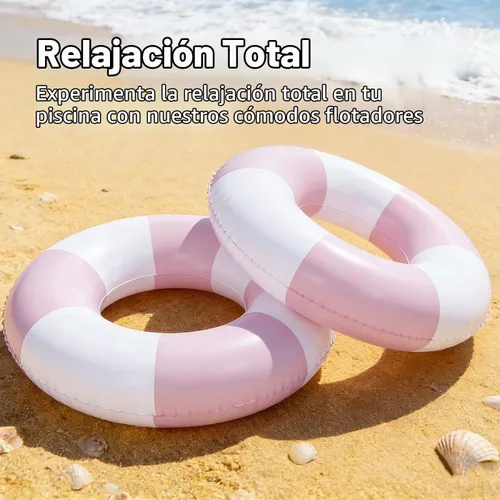 Vista 5 de 4 Pack Striped Large Inflatable Swim Rings, 35" Summer Adult Pool Float for Beach & Pool