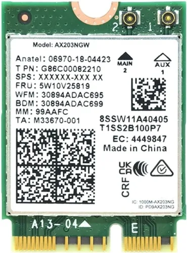 Vista 12 de Adaptador WiFi 6 AX200 Tarjeta WiFi 802.11ax M.2 de doble banda para PC Hasta 2.4 Gbps Sin vPro Compatible con Bluetooth 5.2 e Intel, AMD