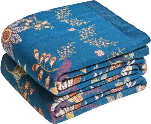Vista 46 de LUTBM Manta bohemia para sofá de 50 x 60 pulgadas, 100% algodón, suave Animal-pájaro-a