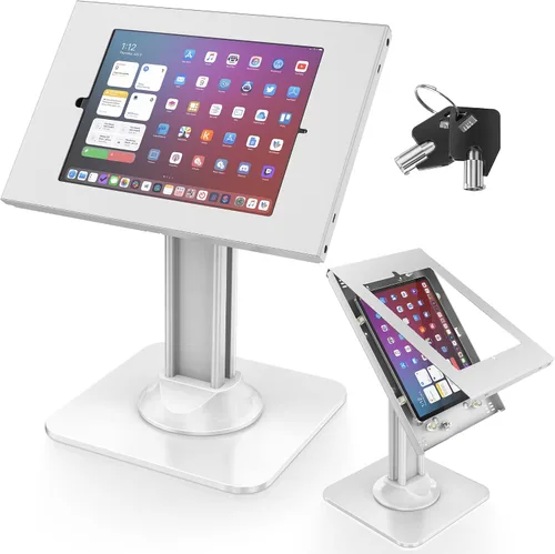 Vista 9 de AboveTEK - Soporte antirrobo para quiosco para iPad, soporte de seguridad para iPad y soporte para tableta con bloqueo, base resistente, giro