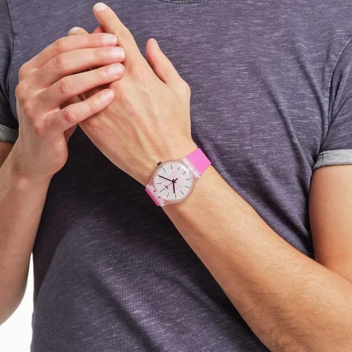 Vista 3 de Swatch New Gent BIO-SOURCED Blue Sky by Vassily Kandinsky Reloj de cuarzo Rosado