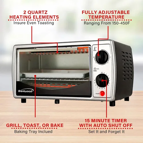 Vista 4 de Horno tostador de acero inoxidable TS-345B de 4 rebanadas, negro; funciones de tostar, hornear y asar; temperatura ajustable de hasta 465 F; apagado
