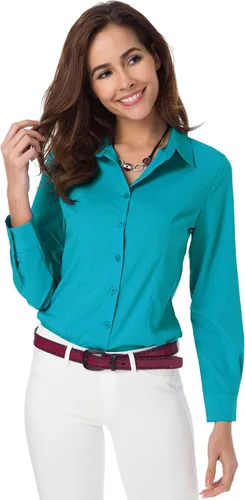 Vista 31 de Atnlewhi - Camisa de trabajo clásica con botones, manga larga, elástica, formal y casual para mujer