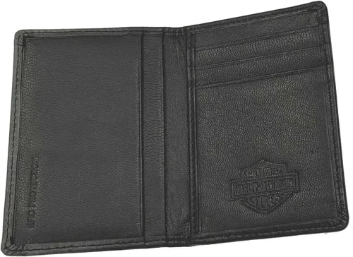 Vista 2 de Harley-Davidson Cartera de cuero con bolsillo frontal para hombre - NegroGris, Negro